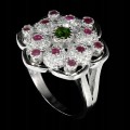 Pierścionek naturalne rubiny diopsyd kwiat r 11.5
