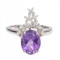 Natural amethyst ring, silver size 14 3
