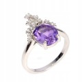 Natural amethyst ring, silver size 14 3