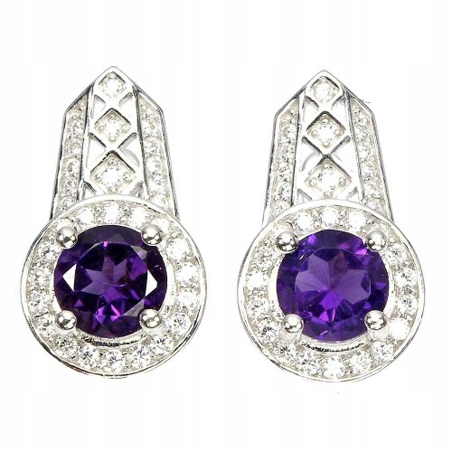 Natural amethyst 925 silver earrings 10