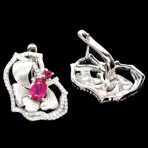 Kolczyki 925 naturalne rubiny cyrkonie 6