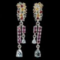 Silver earrings sapphires aquamarine garnet 925 2
