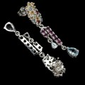 Silver earrings sapphires aquamarine garnet 925 2
