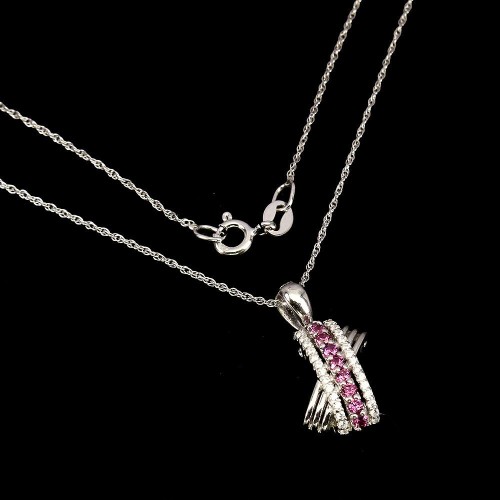 Rhodolite necklace cubic zirconias, silver garnet 925 3
