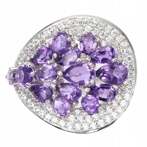 Natural amethyst ring, silver 925, size 16.5