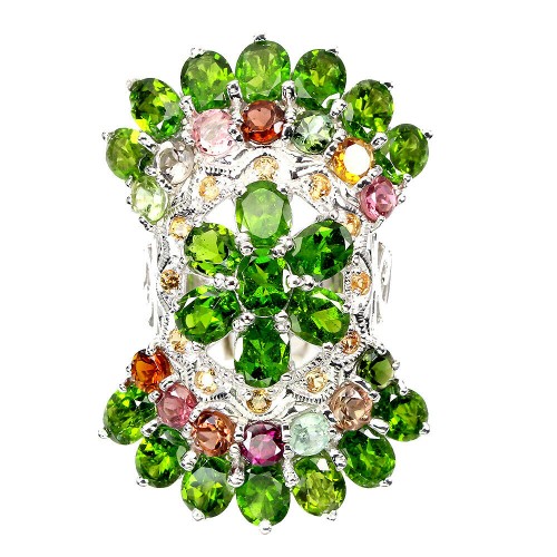 Ring sapphires 925 tourmaline diopsides size 15.5