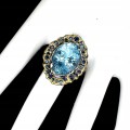 Silver Swiss Blue Topaz ring 14.18ct size 16