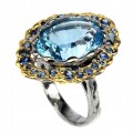Silver Swiss Blue Topaz ring 14.18ct size 16