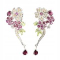 Silver earrings 925 natural rhodolite olivine peridot