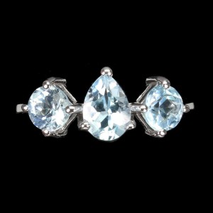 Pierścionek 925 srebrny Sky Blue Topazy r 14.5