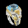 Pierścionek sky blue topaz r 15.5 słoń srebro 925