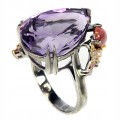 Pierścionek ametyst 15.65ct szafiry srebro r 15