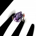 Pierścionek ametyst 15.65ct szafiry srebro r 15