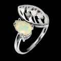 Silver fire opal ring cubic zirconia size 19