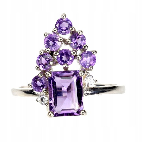 Natural amethyst ring, silver 925 size 15