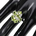 Natural olivine ring, size 16 silver cubic zirconia