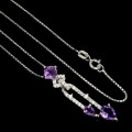 Silver necklace with natural amethyst cubic zirconia 8