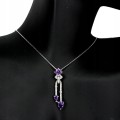 Silver necklace with natural amethyst cubic zirconia 8