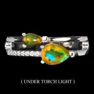 Srebrny 925 pierścionek opale ogniste r 14 5