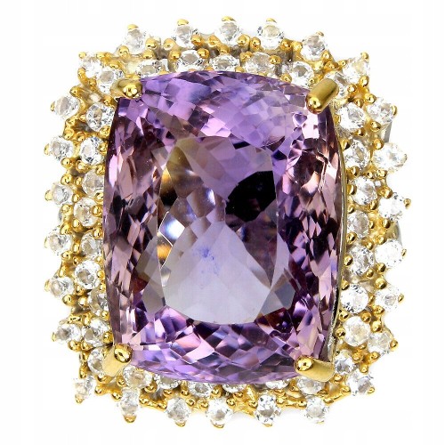 Silver ring size 22 30.6 ct aquamarine amethrine