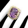 Silver ring size 22 30.6 ct aquamarine amethrine