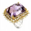 Silver ring size 22 30.6 ct aquamarine amethrine
