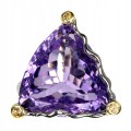 Amethyst ring, 21.39 ct, silver sapphires size 14