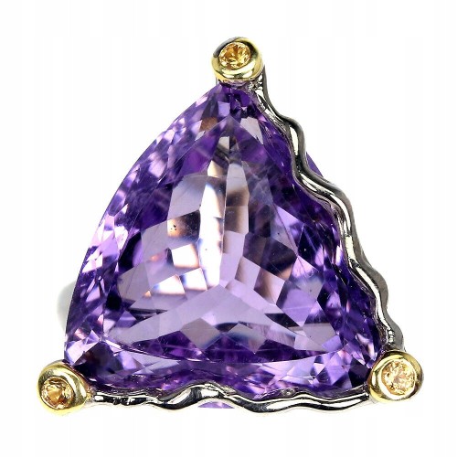 Amethyst ring, 21.39 ct, silver sapphires size 14