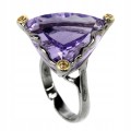 Amethyst ring, 21.39 ct, silver sapphires size 14