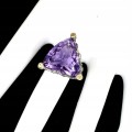 Amethyst ring, 21.39 ct, silver sapphires size 14