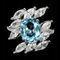 Natural silver topaz swiss blue size 14 ring 2