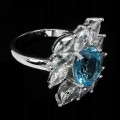 Natural silver topaz swiss blue size 14 ring 2