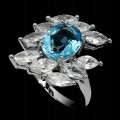 Natural silver topaz swiss blue size 14 ring 2