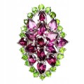Ring, silver, diopsides 925, garnets size 15