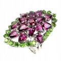 Ring, silver, diopsides 925, garnets size 15