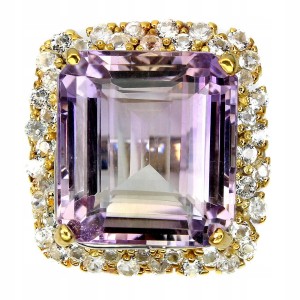 Srebrny pierścionek 18 23.64ct ametyst topazy