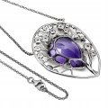925 naszyjnik 30.50ct ametyst szafiry certyfikat