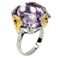 Amethyst ring, 24 ct, silver sapphires, size 17