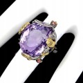 Amethyst ring, 24 ct, silver sapphires, size 17