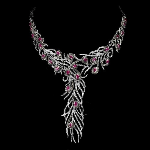 925 silver necklace rubies natural marcasites 3