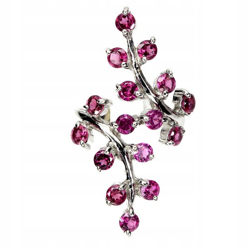 Silver ring size 19 natural rhodolite garnet