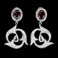 925 silver earrings natural aquamarine garnets