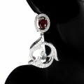 925 silver earrings natural aquamarine garnets