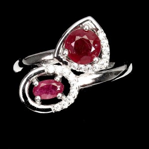 Srebrny pierścionek naturalne rubiny 925 r16 3