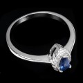 Srebrny pierścionek naturalny niebieski szafir r14