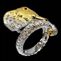 Ring sapphire  r 14 elephant silver 925 beautiful