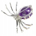 Natural silver brooch 28.44ct amethyst 925 spider
