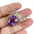Natural silver brooch 28.44ct amethyst 925 spider