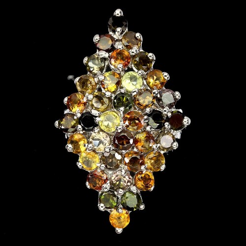 Pierścionek naturalny 925 turmaliny srebrny 16.5 3