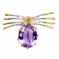 Broszka srebrna natural 28.54ct ametyst 925 pająk